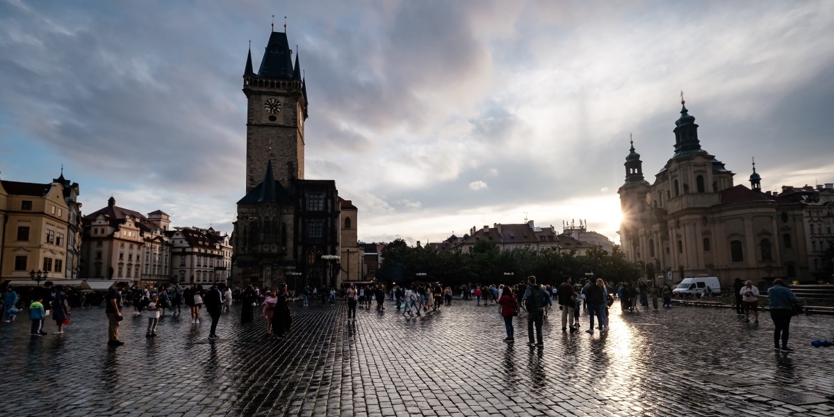 Prague in rain